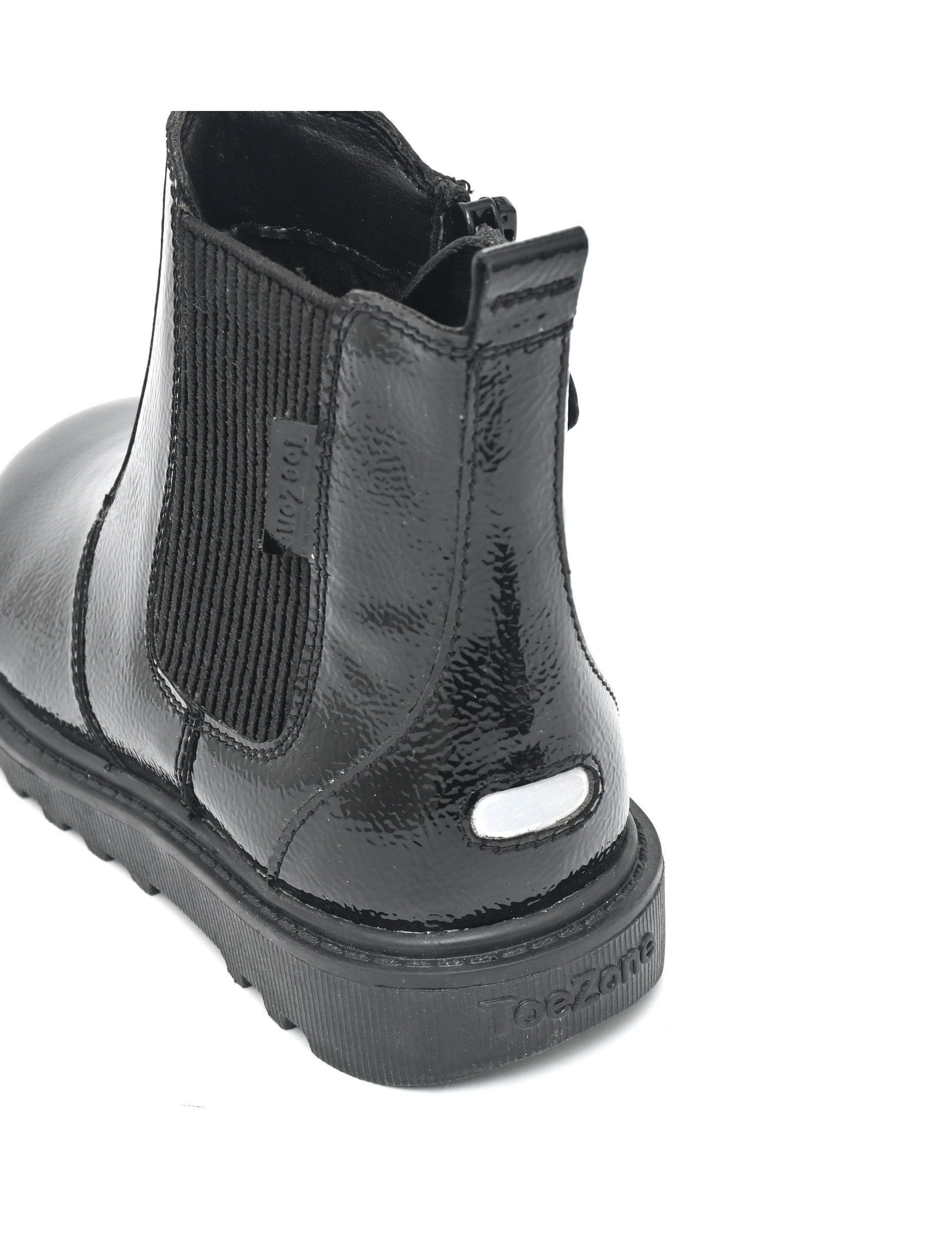 Toezone Black Amara Patent Leather Gusset And Zip Boots image 5