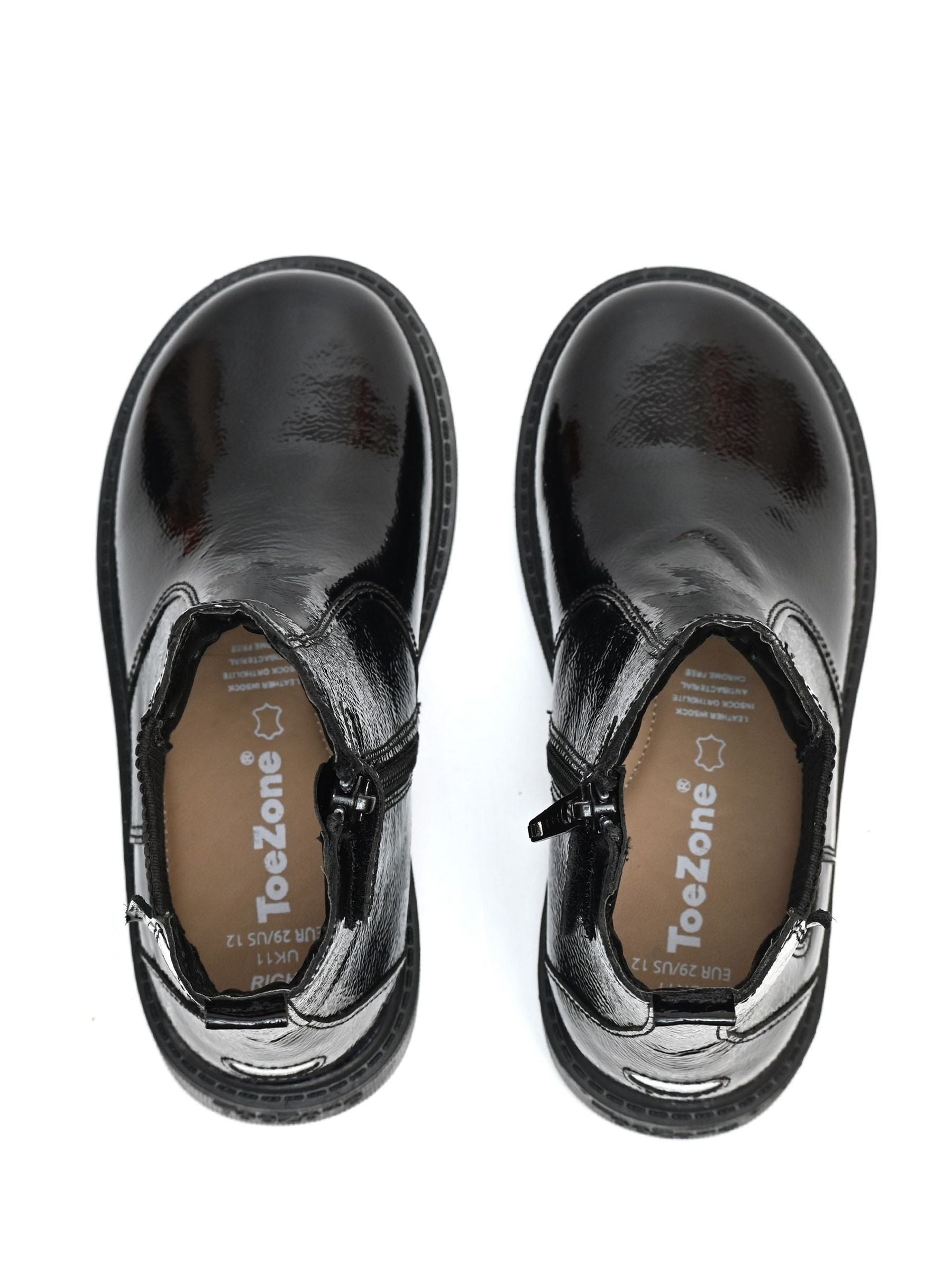 Toezone Black Amara Patent Leather Gusset And Zip Boots image 6