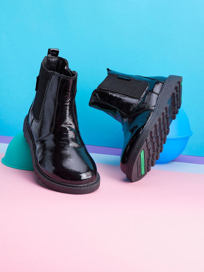 Toezone Black Amara Patent Leather Gusset And Zip Boots image 8