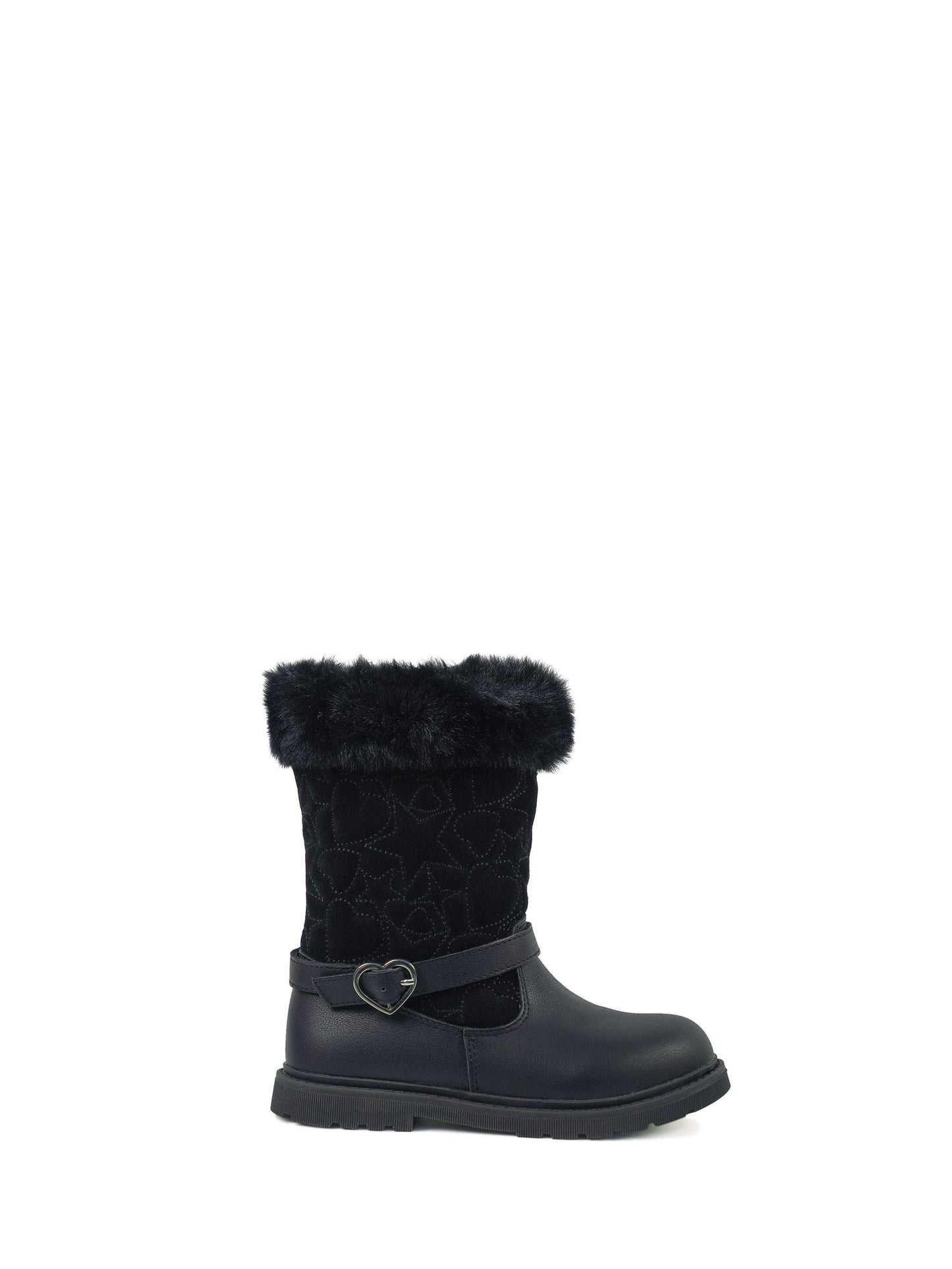 Toezone Black Lumi Faux Fur Zip Heart Buckle Boots image 3