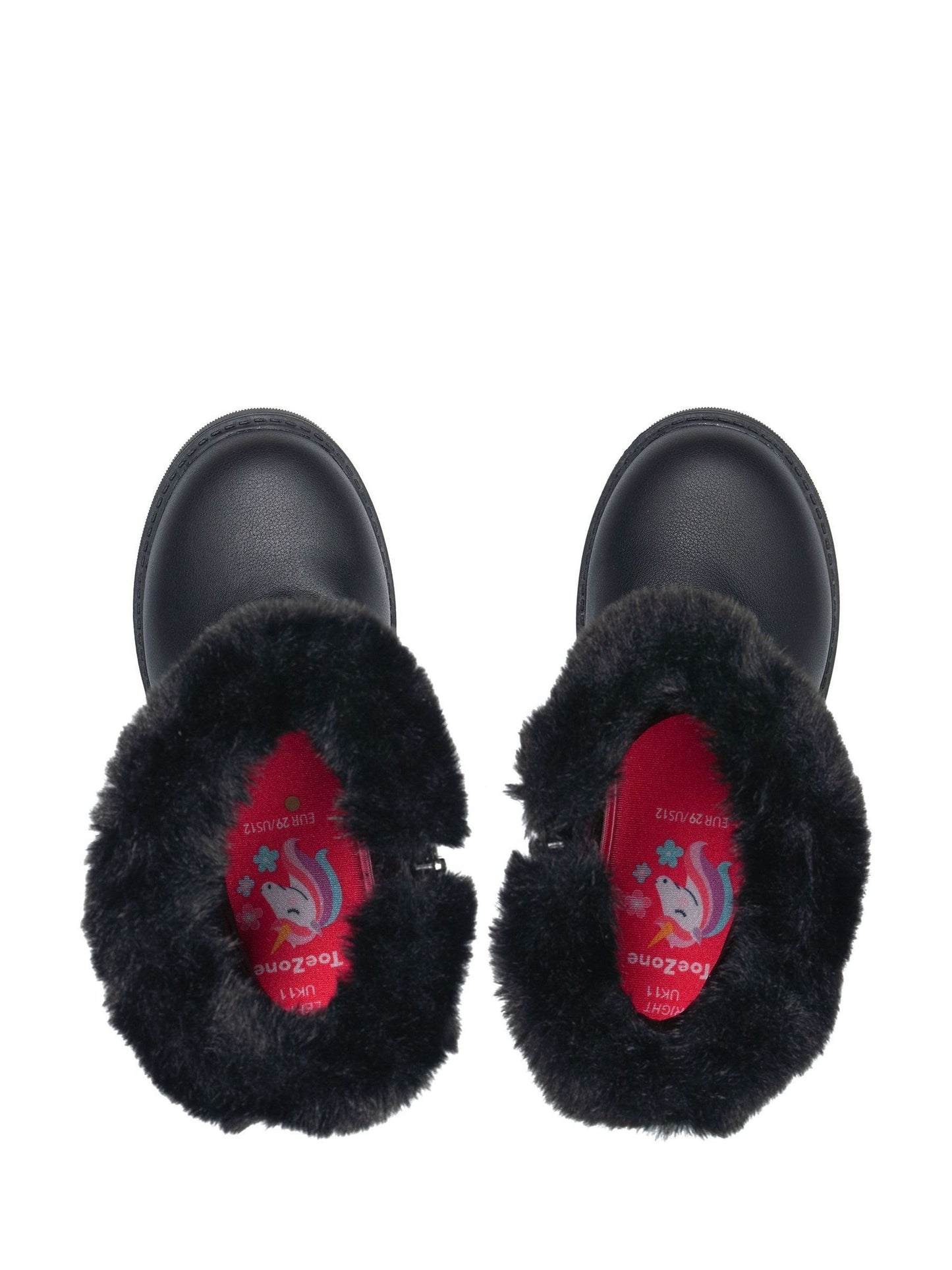 Toezone Black Lumi Faux Fur Zip Heart Buckle Boots image 5