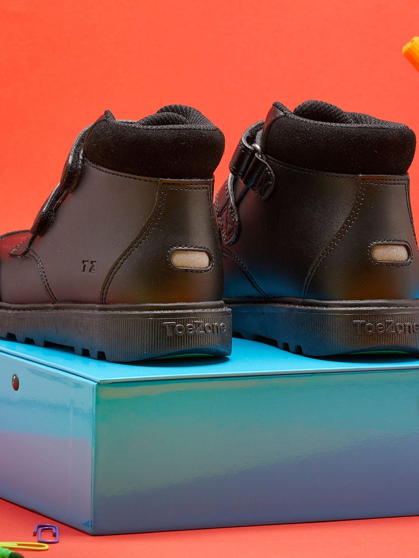 Toezone Black Levi Rip Tape Ankle Boots With Toe Bumper image 2