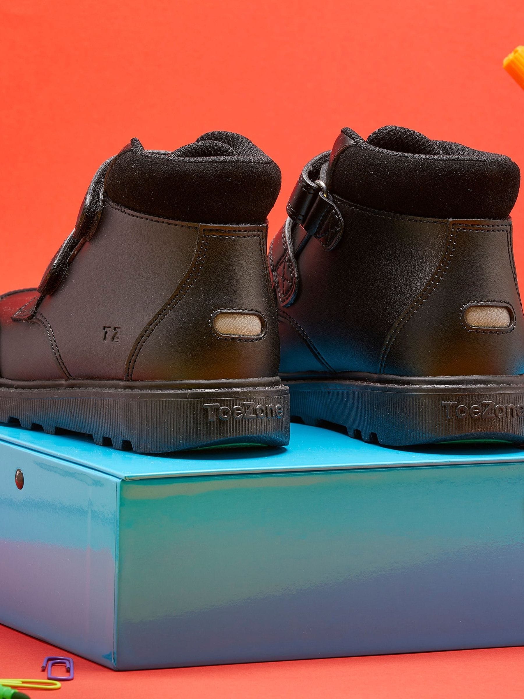 Toezone Black Levi Rip Tape Ankle Boots With Toe Bumper image 2