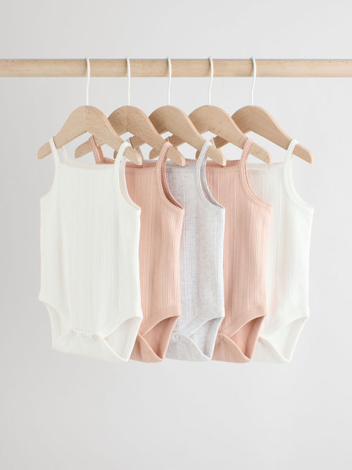 Dsiney Kidz - Pink 5 Pack Vest Pointelle Baby Bodysuits image 1