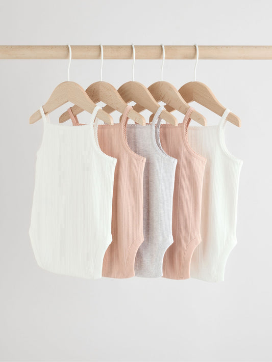Dsiney Kidz - Pink 5 Pack Vest Pointelle Baby Bodysuits image 2
