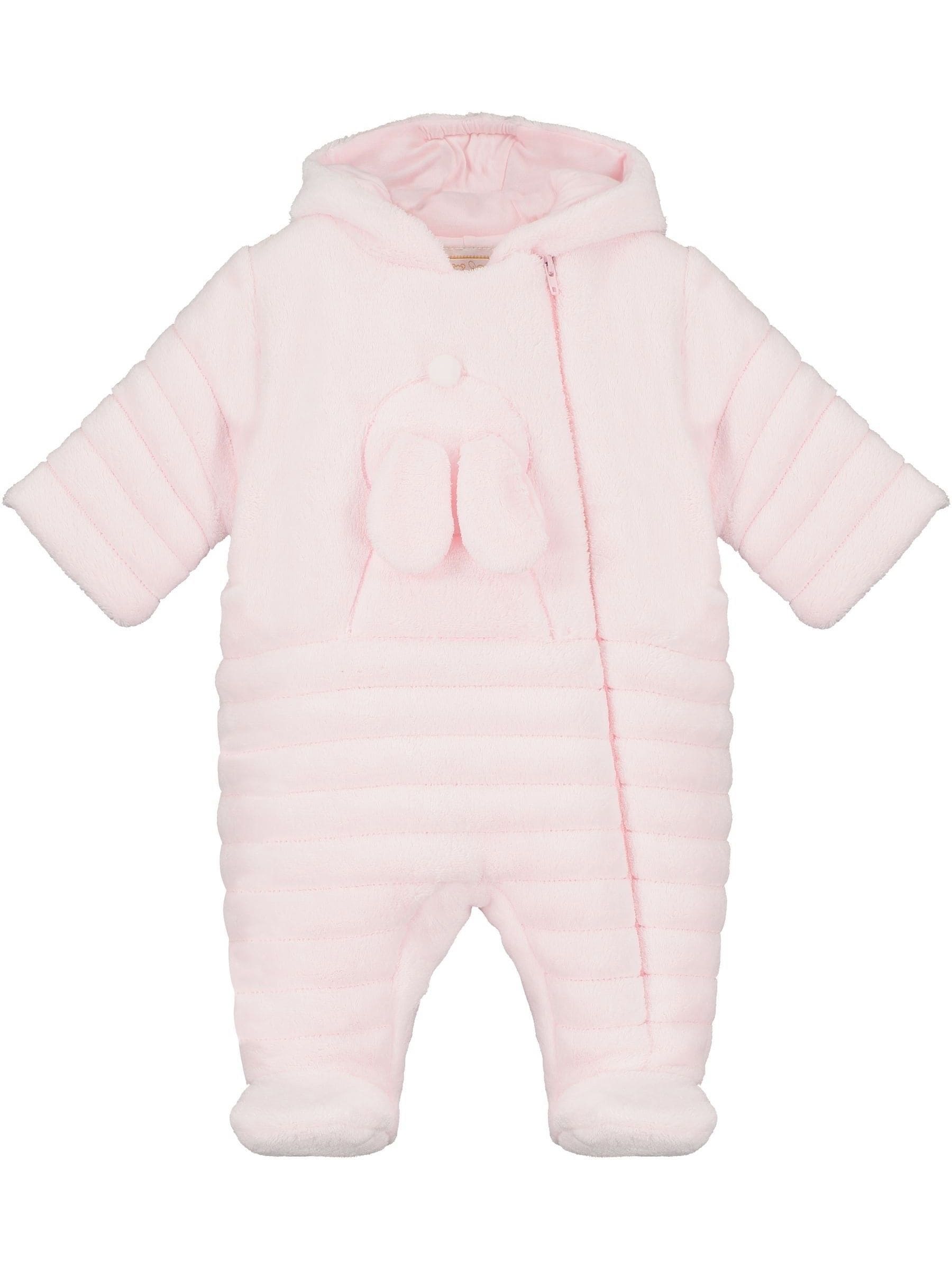 Emile Et Rose Pink Deep Pile Fleece Pramsuit With 3d Bunny image 3