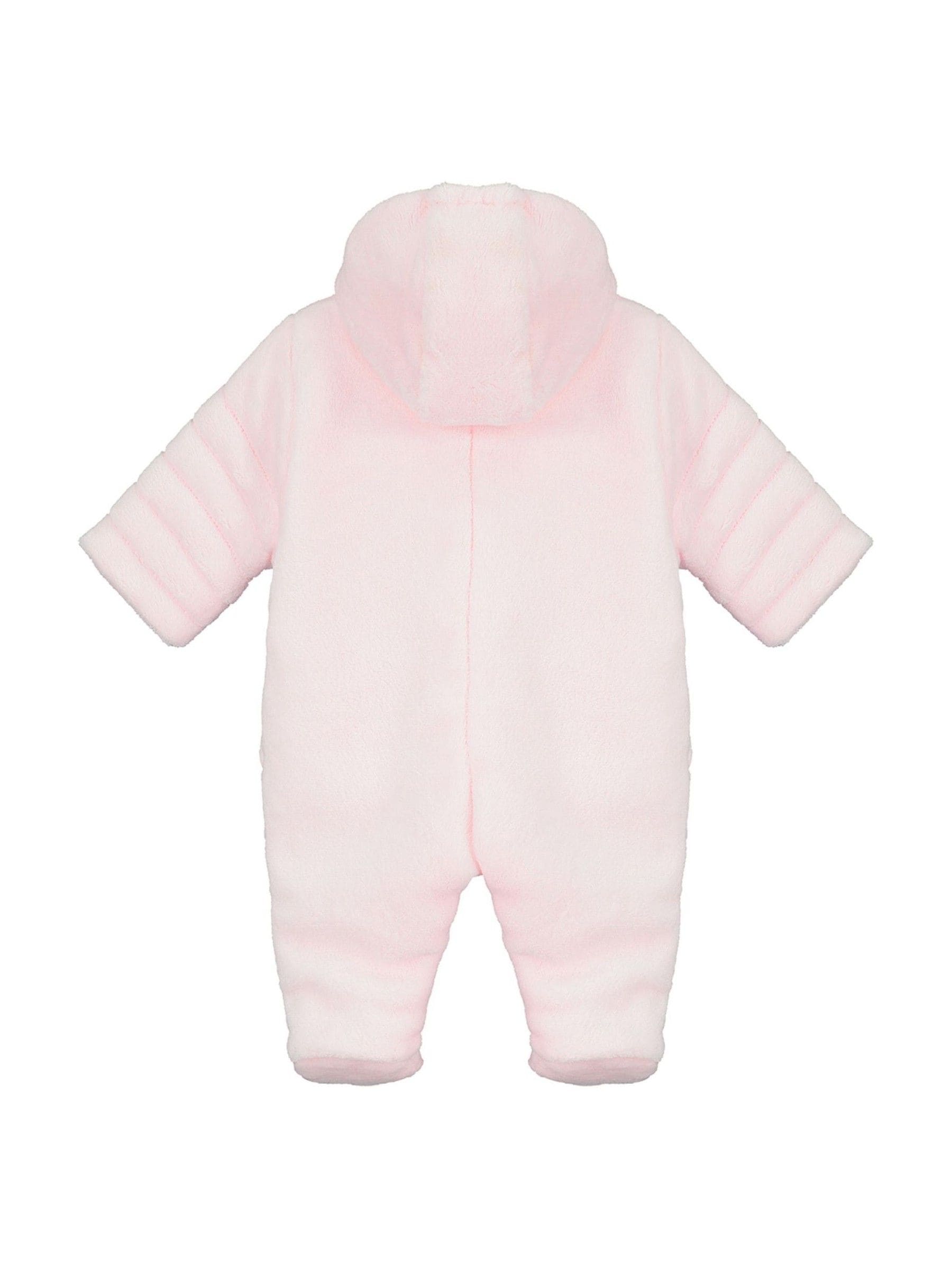Emile Et Rose Pink Deep Pile Fleece Pramsuit With 3d Bunny image 4