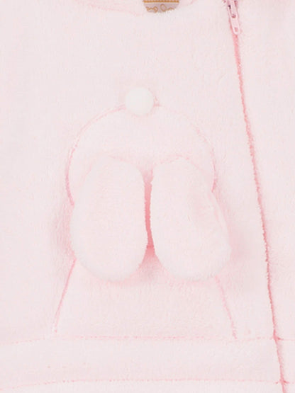 Emile Et Rose Pink Deep Pile Fleece Pramsuit With 3d Bunny image 5