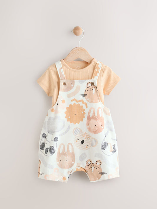 Mineral Character Jersey 100% Cotton Dungaree and Bodysuit Baby Set immidiate