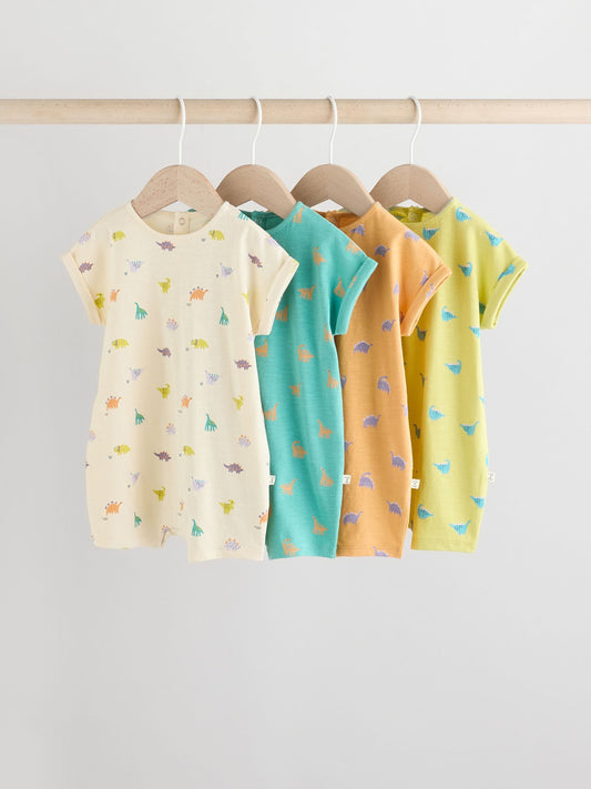 Multi 100% Cotton Baby Rompers 4 Pack image 1