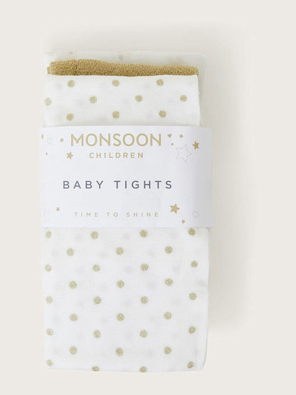 Monsoon Gold Baby Glitter Tights 3 Pack image 1