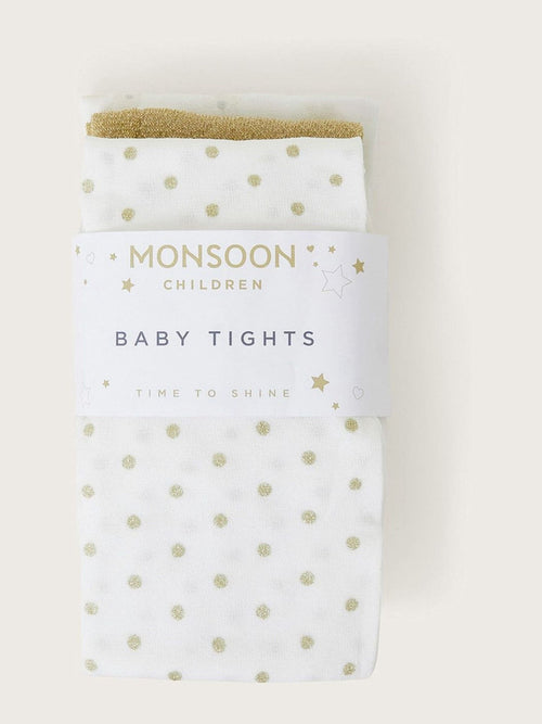 Monsoon Gold Baby Glitter Tights 3 Pack image 1