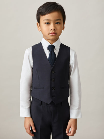 Reiss Navy Hope 9-13 yrs Wool Blend Waistcoat image 3