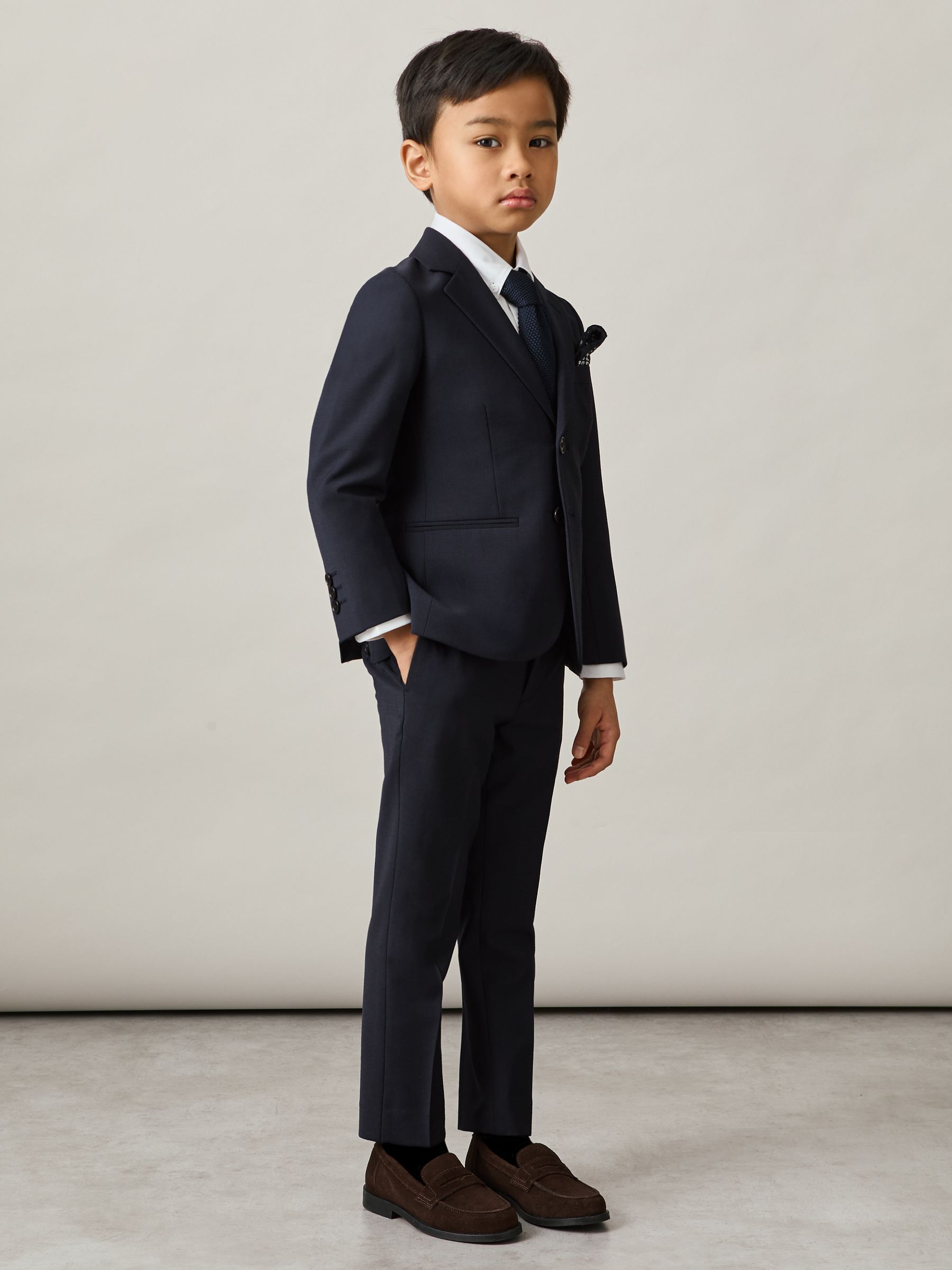 Reiss Navy Hope 3-9 yrs Wool-Blend Single-Breasted Suit Blazer image 1