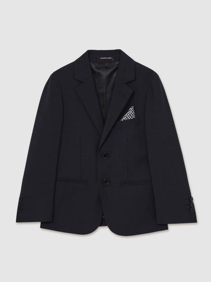 Reiss Navy Hope 3-9 yrs Wool-Blend Single-Breasted Suit Blazer image 2