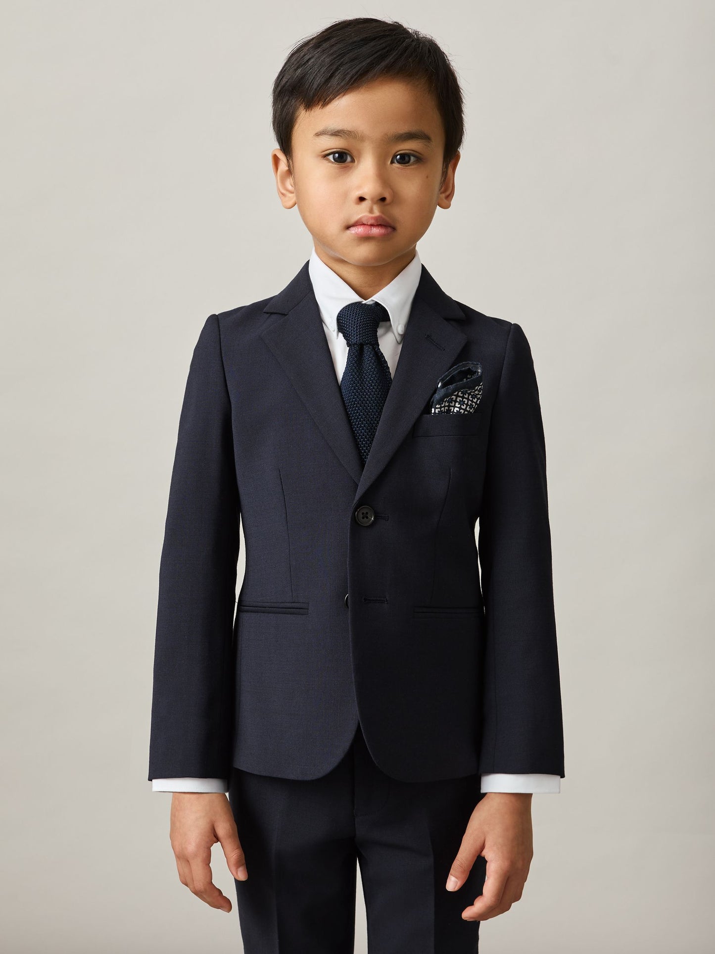 Reiss Navy Hope 3-9 yrs Wool-Blend Single-Breasted Suit Blazer image 3
