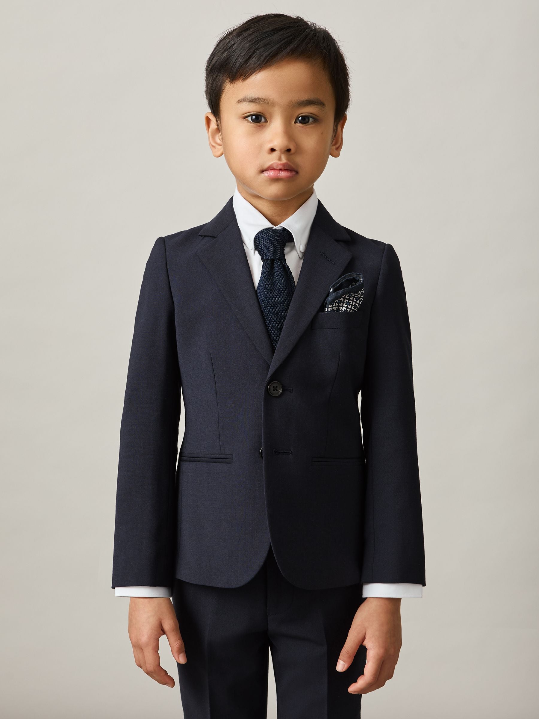 Reiss Navy Hope 3-9 yrs Wool-Blend Single-Breasted Suit Blazer image 3