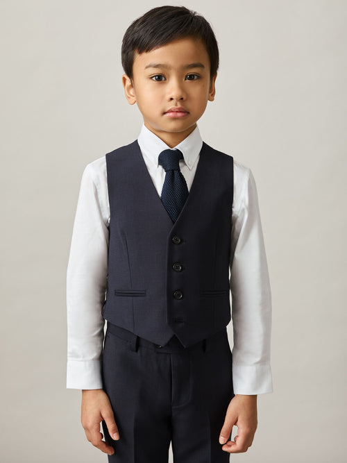 Reiss Navy Hope 3-9 yrs Modern Fit Waistcoat image 1