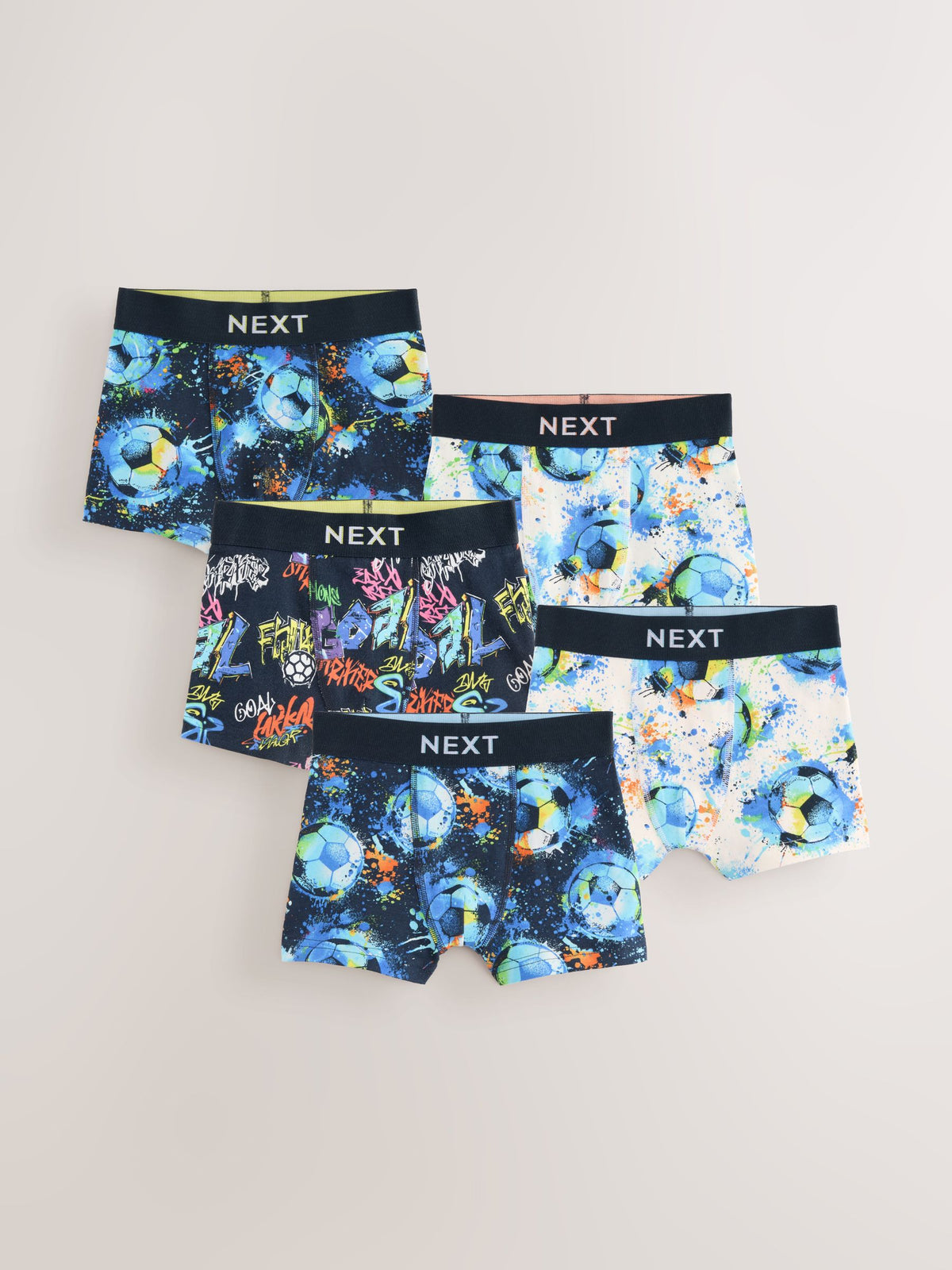 Dsiney Kidz - Blue Football Print Boxers 5 Pack (2-16yrs) image 1