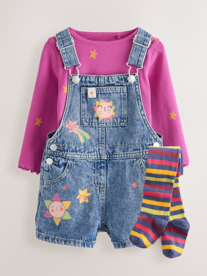 Denim Cosmic Dungarees Set (3mths-7yrs)