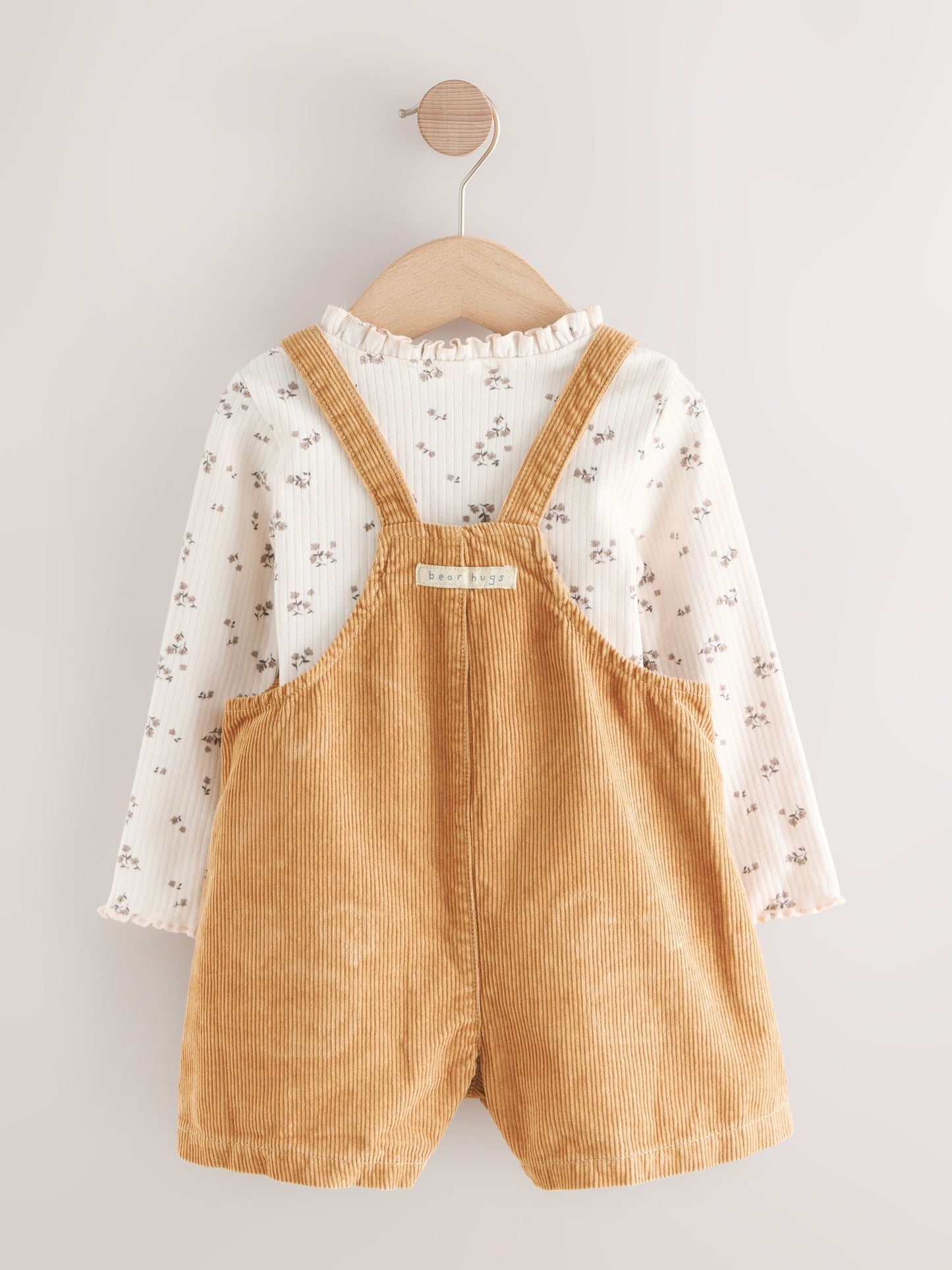 Tan Brown Corduroy Bear Print Dungarees Set (3mths-7yrs)