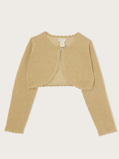 Monsoon Gold Maeve Sparkle Scallop 100% Cotton Cardigan image 2