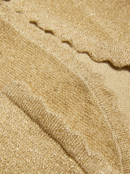 Monsoon Gold Maeve Sparkle Scallop 100% Cotton Cardigan image 4