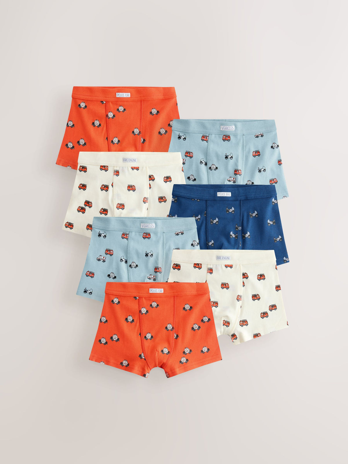 Dsiney Kidz - Red/Blue Emergency Vehicles Boxers 7 Pack (2-10yrs) image 1