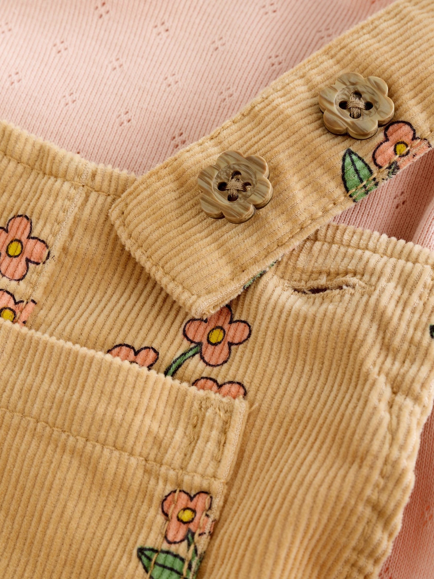 Ochre Yellow Floral Print Corduroy Dungarees and T Shirt Set (3mths-7yrs) image 10