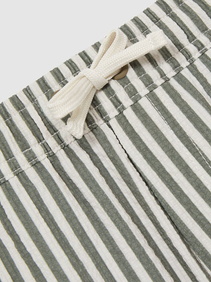 Reiss Sage/White Bay 9-13 yrs Seersucker Striped Swim Shorts image 4