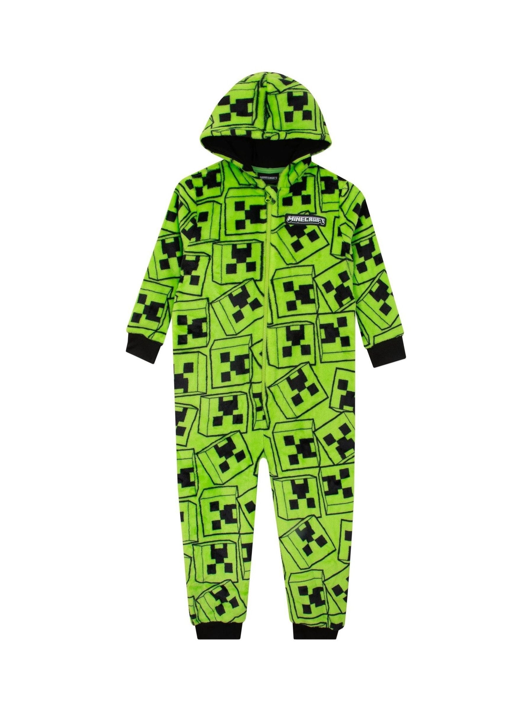 Dsiney Kidz - Character Green Minecraft Creeper Gaming Fleece All In One Pyjama image 2