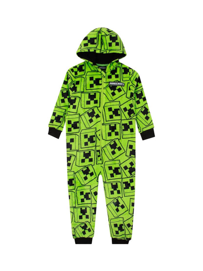 Dsiney Kidz - Character Green Minecraft Creeper Gaming Fleece All In One Pyjama image 2