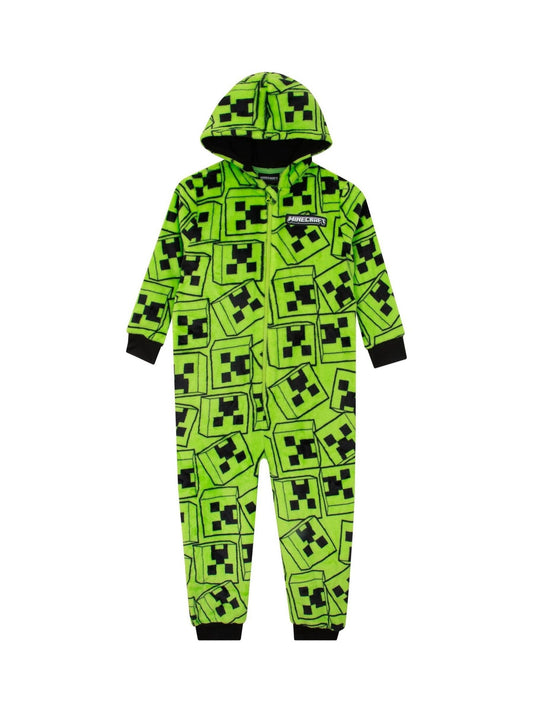 Dsiney Kidz - Character Green Minecraft Creeper Gaming Fleece All In One Pyjama image 2