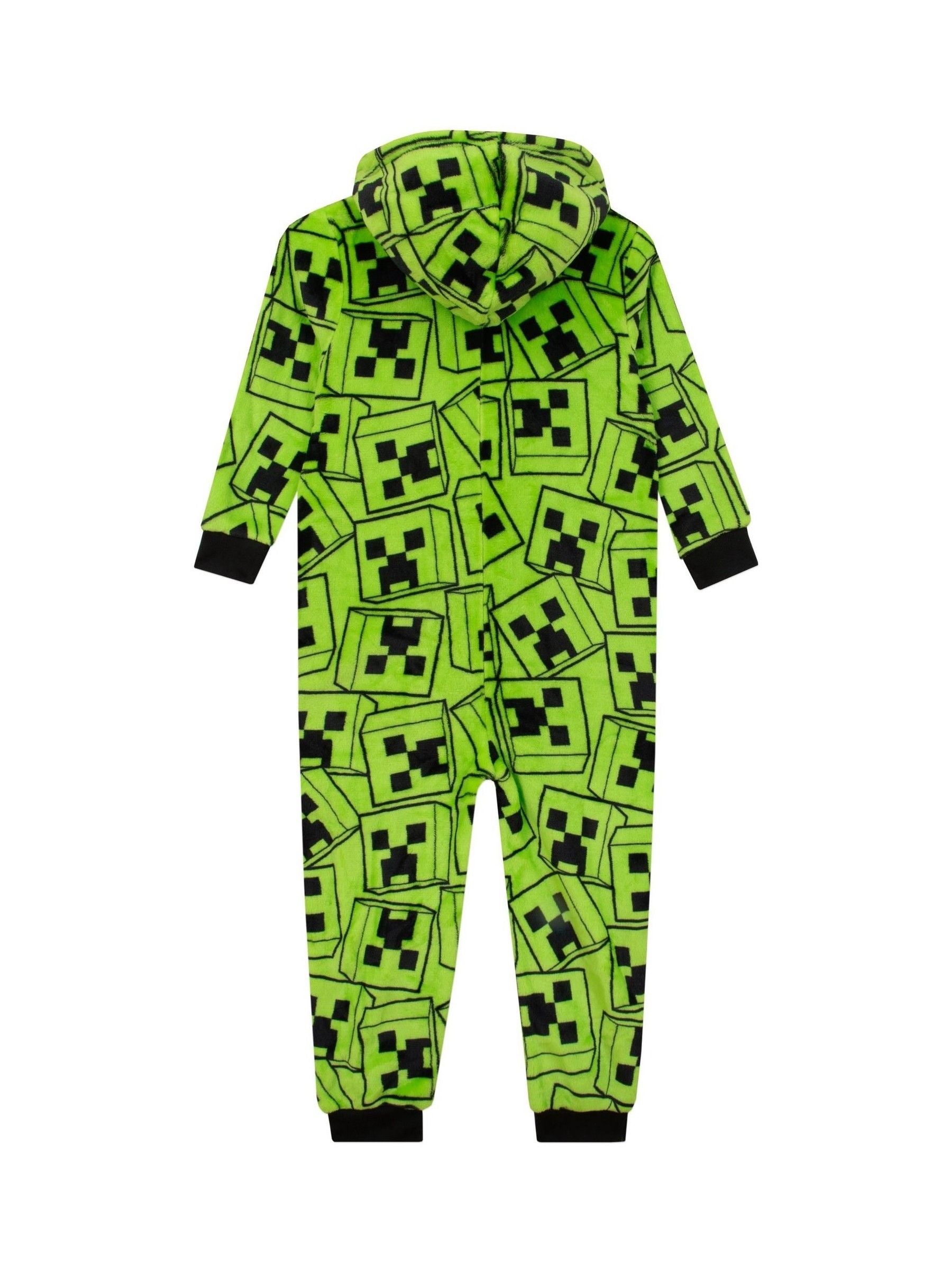 Dsiney Kidz - Character Green Minecraft Creeper Gaming Fleece All In One Pyjama image 3