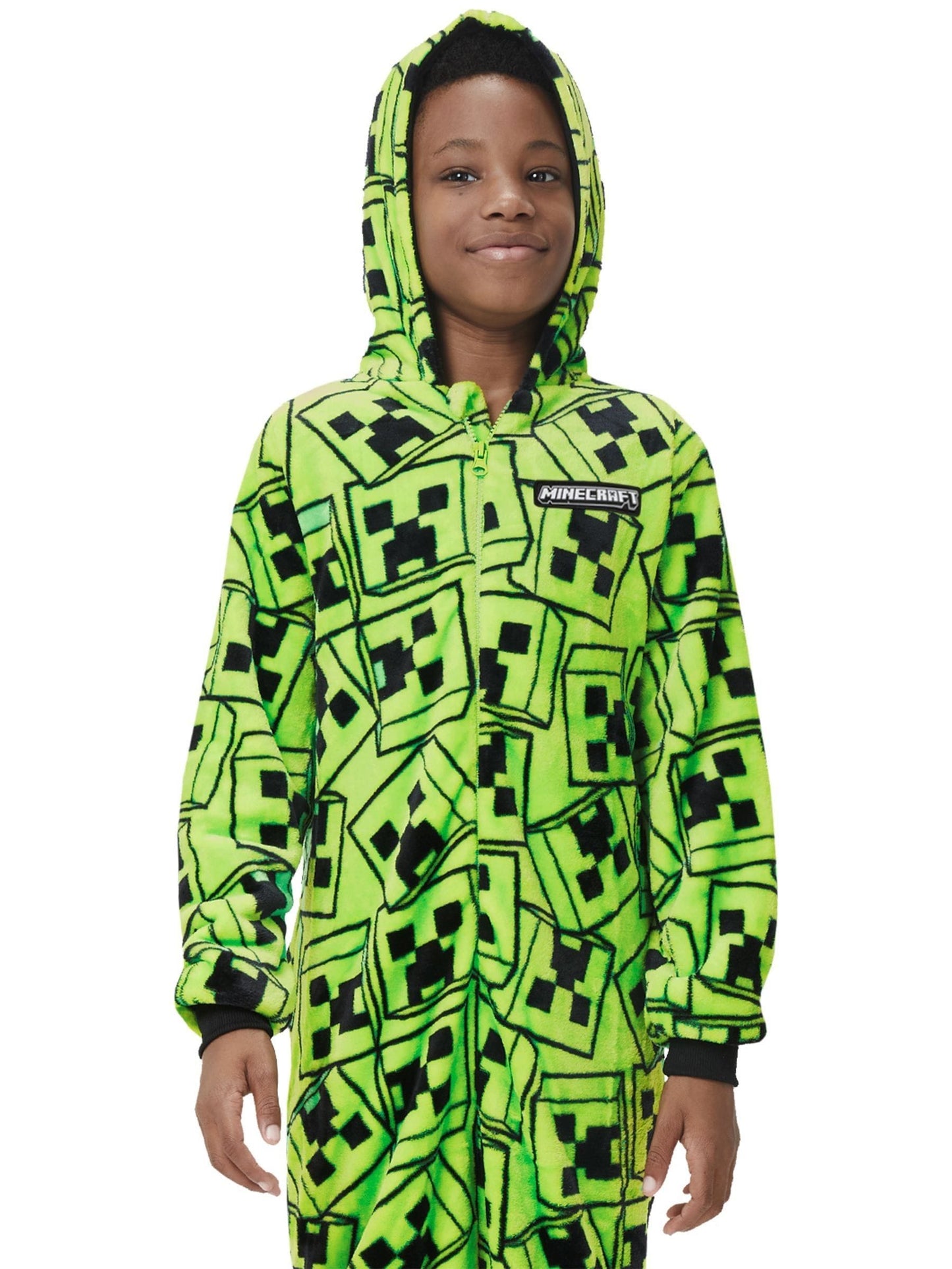 Dsiney Kidz - Character Green Minecraft Creeper Gaming Fleece All In One Pyjama image 8