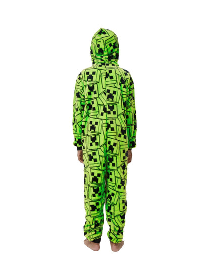Dsiney Kidz - Character Green Minecraft Creeper Gaming Fleece All In One Pyjama image 9