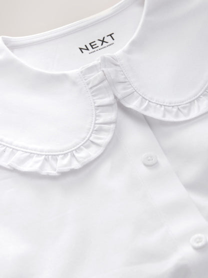Dsiney Kidz - White Girls Touch Fastening Cotton Rich Frill Collar School Blouse (3-14yrs) image 10