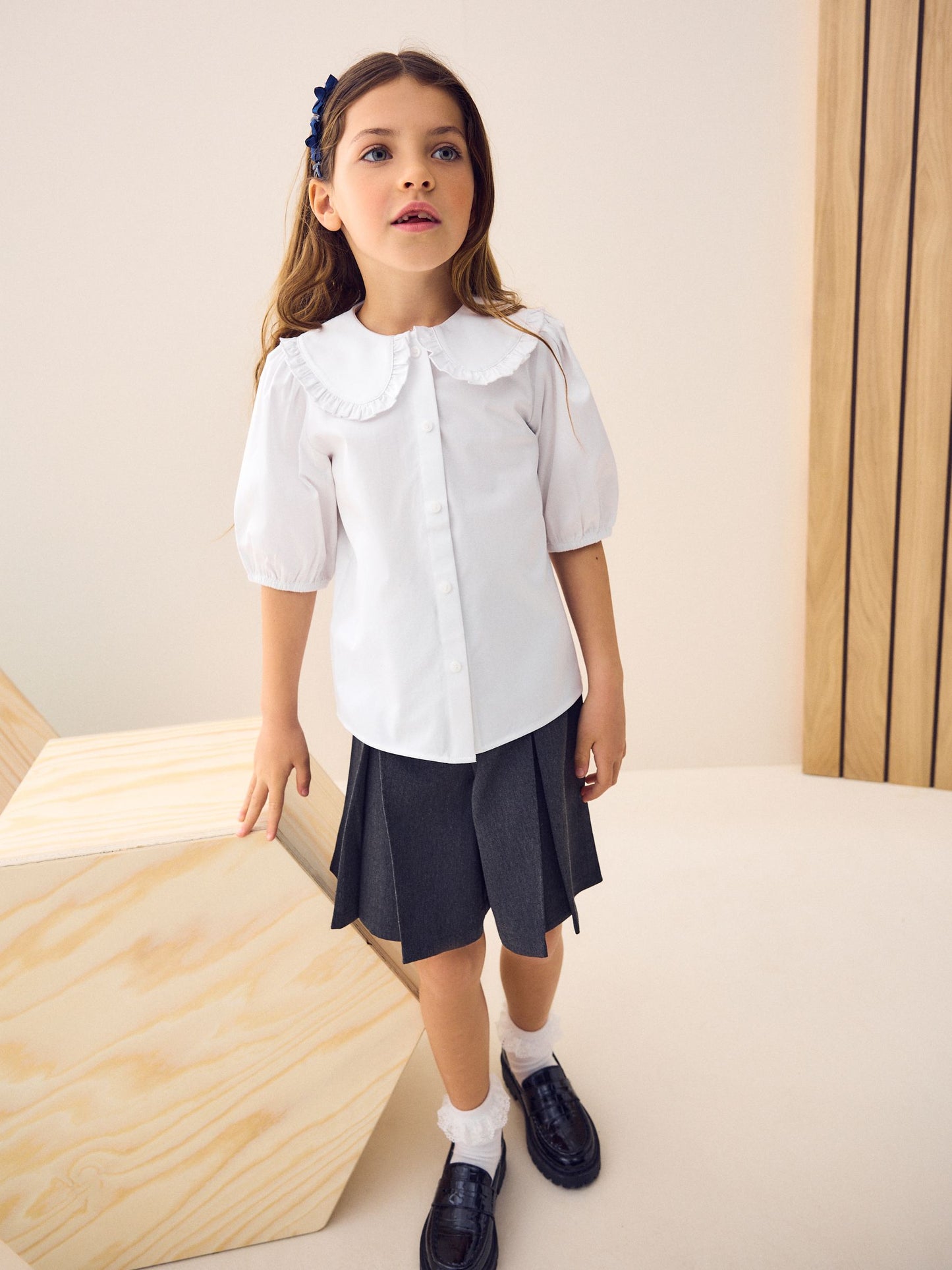 Dsiney Kidz - White Girls Touch Fastening Cotton Rich Frill Collar School Blouse (3-14yrs) image 5
