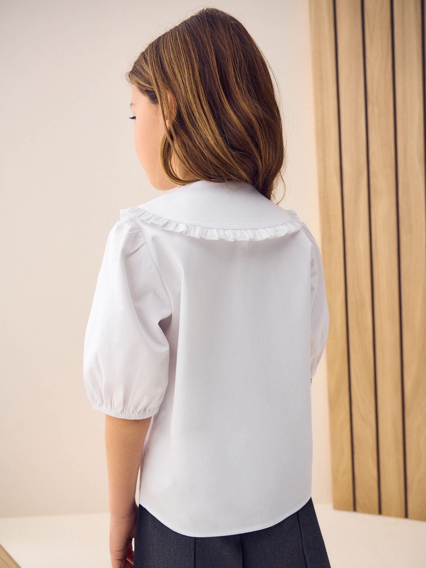 Dsiney Kidz - White Girls Touch Fastening Cotton Rich Frill Collar School Blouse (3-14yrs) image 6