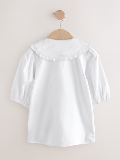 Dsiney Kidz - White Girls Touch Fastening Cotton Rich Frill Collar School Blouse (3-14yrs) image 9