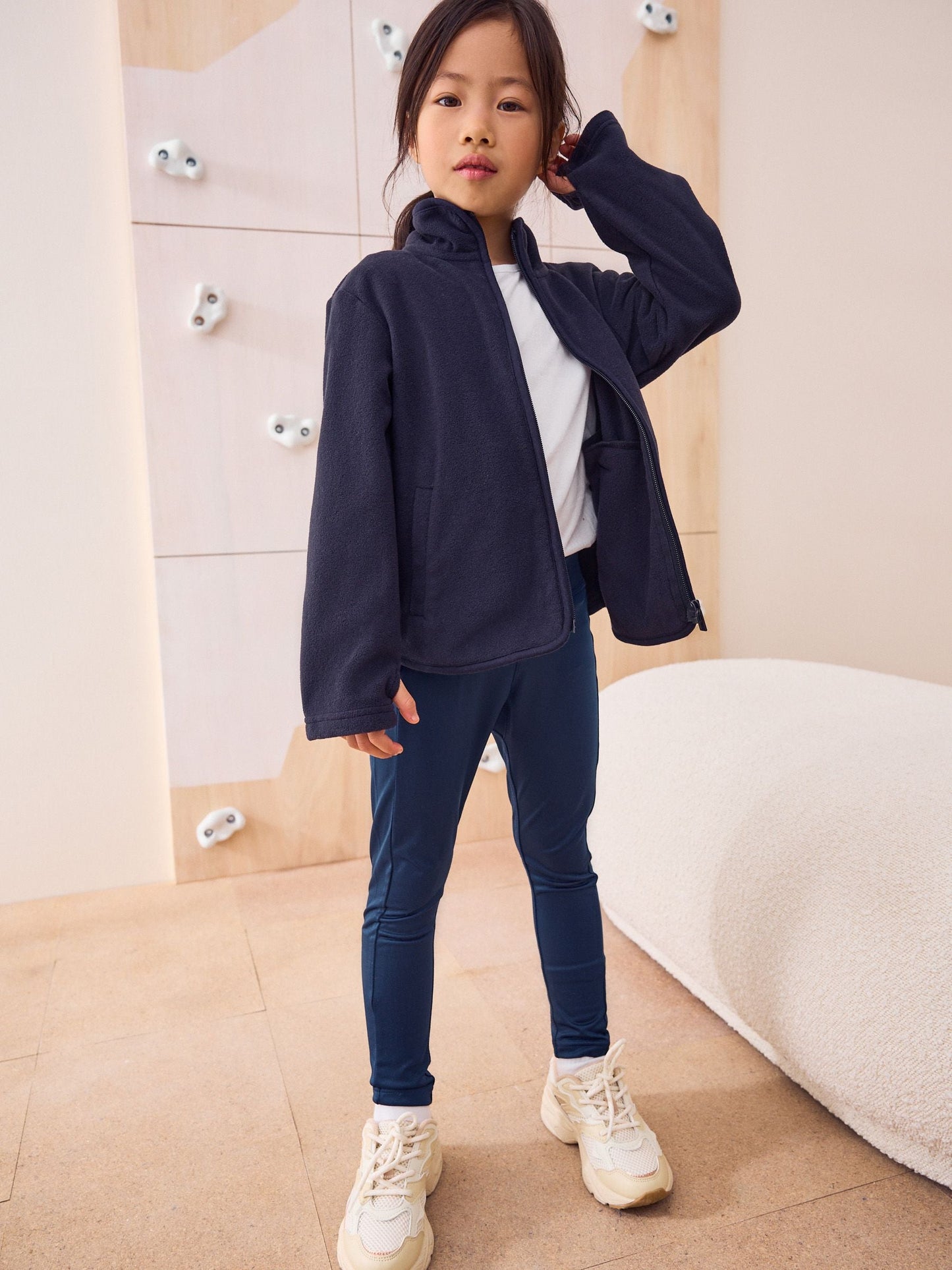 Navy Blue Zip-Up Fleece Jacket With Pockets (3-16yrs)