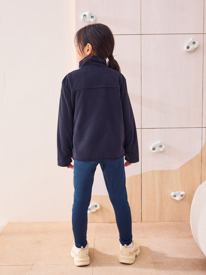 Navy Blue Zip-Up Fleece Jacket With Pockets (3-16yrs)