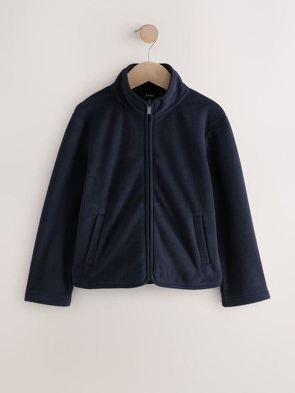 Navy Blue Zip-Up Fleece Jacket With Pockets (3-16yrs)