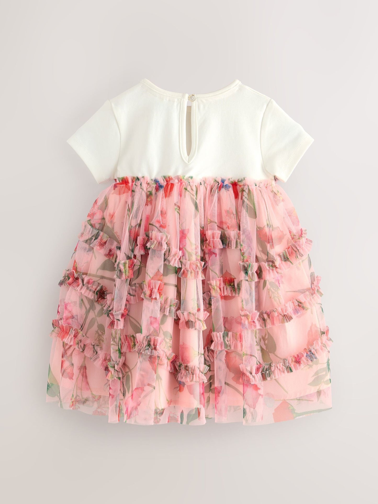 Baker by Ted Baker Pink Printed Ruffle Mesh Mockable Dress