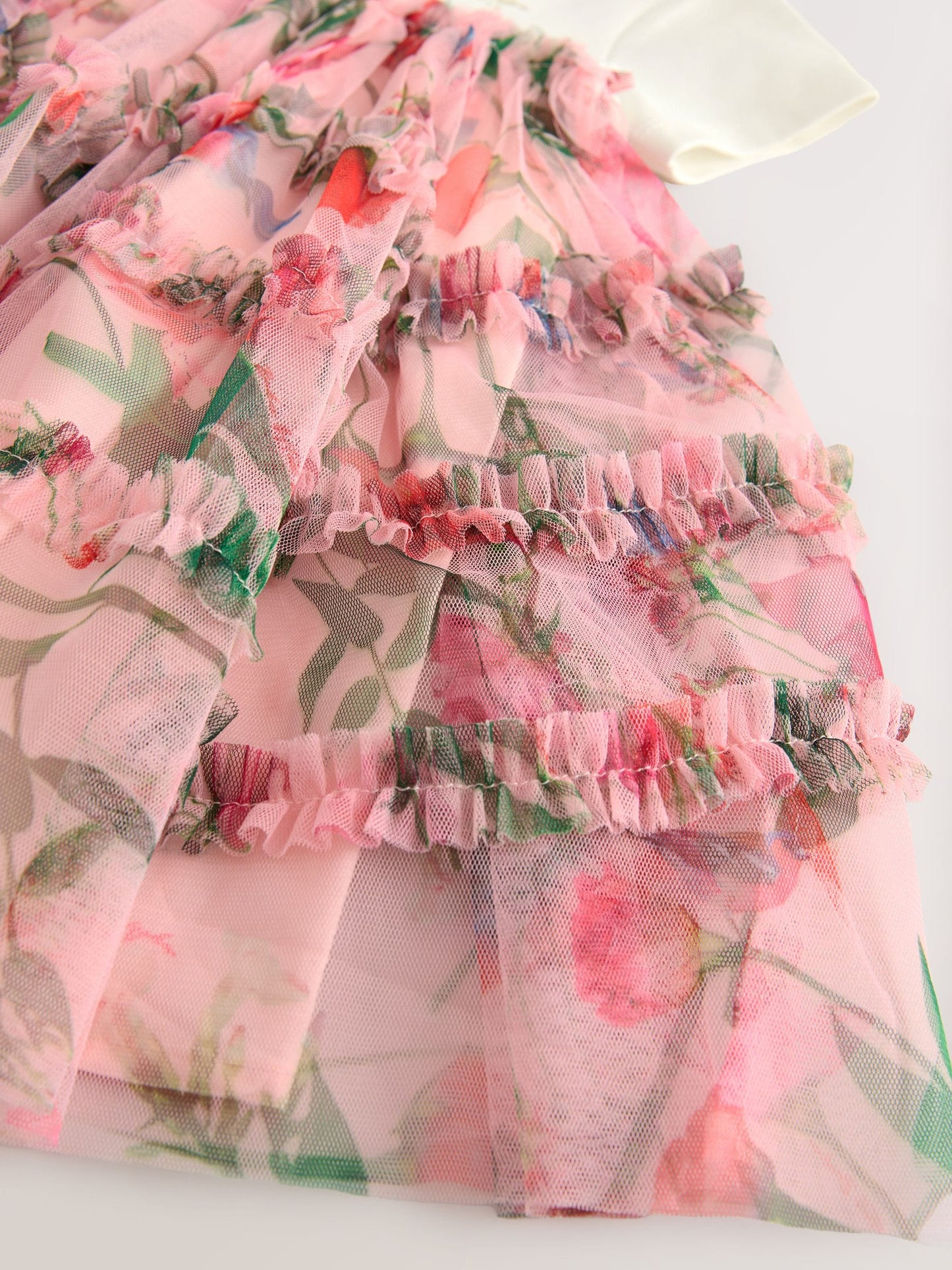 Baker by Ted Baker Pink Printed Ruffle Mesh Mockable Dress