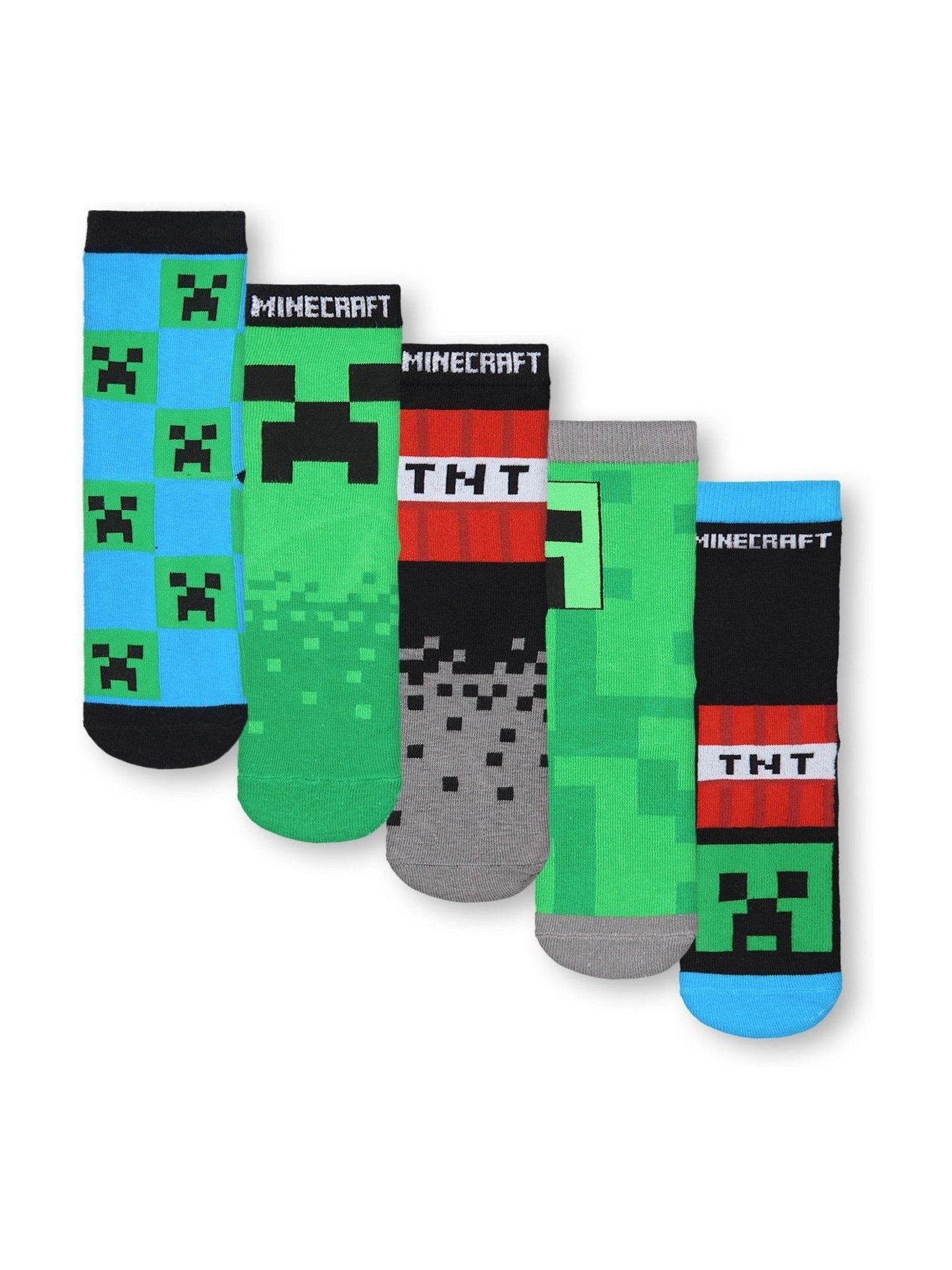 Dsiney Kidz - Vanilla Underground Green Minecraft TNT Calf Socks Set of 5 image 1