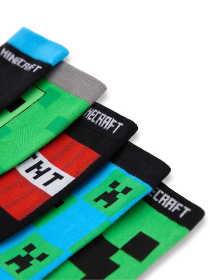 Dsiney Kidz - Vanilla Underground Green Minecraft TNT Calf Socks Set of 5 image 2