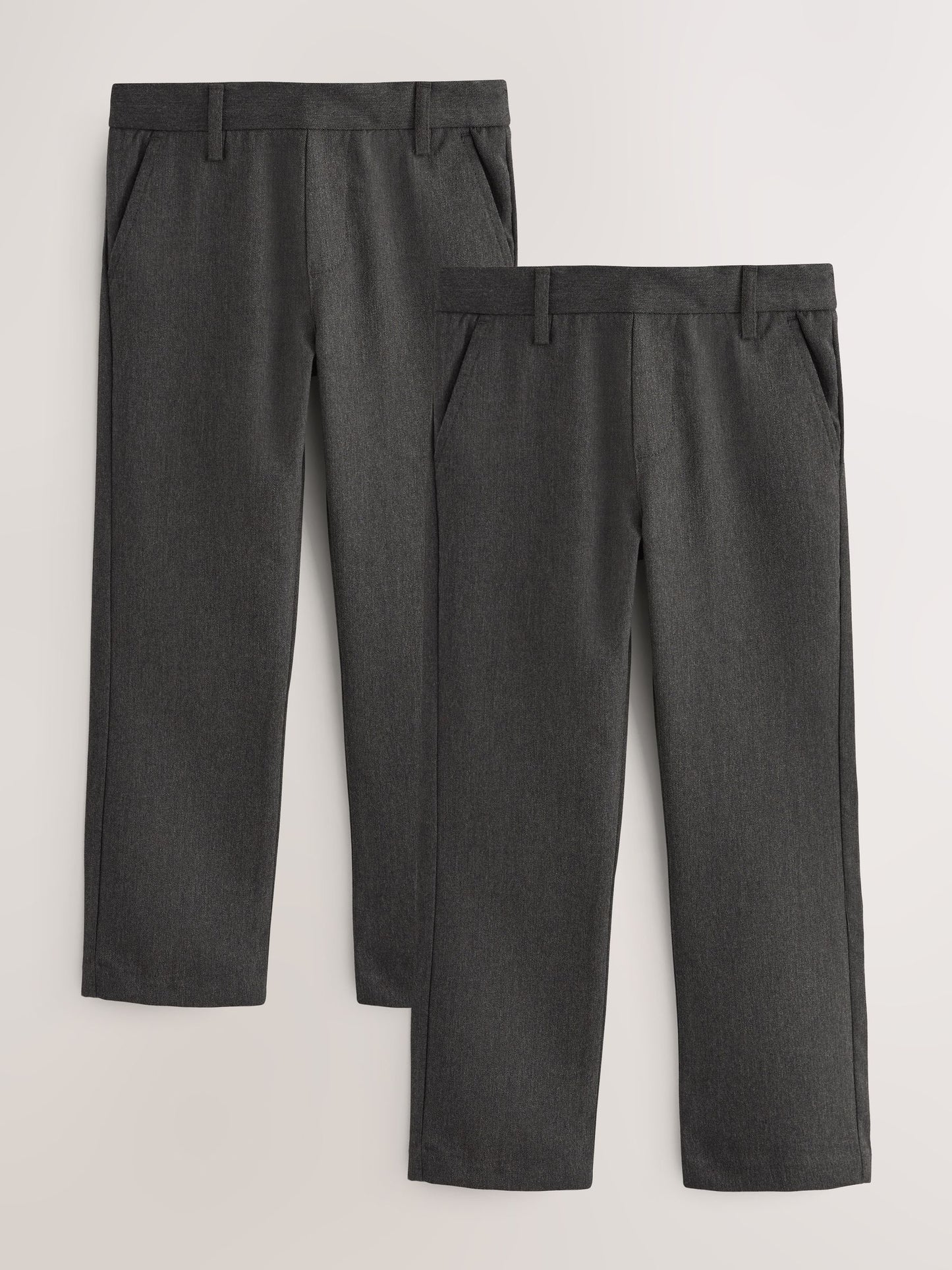 Dsiney Kidz - Grey Straight Leg Pull On Waist School Trousers 2 Pack (3-17yrs) image 1