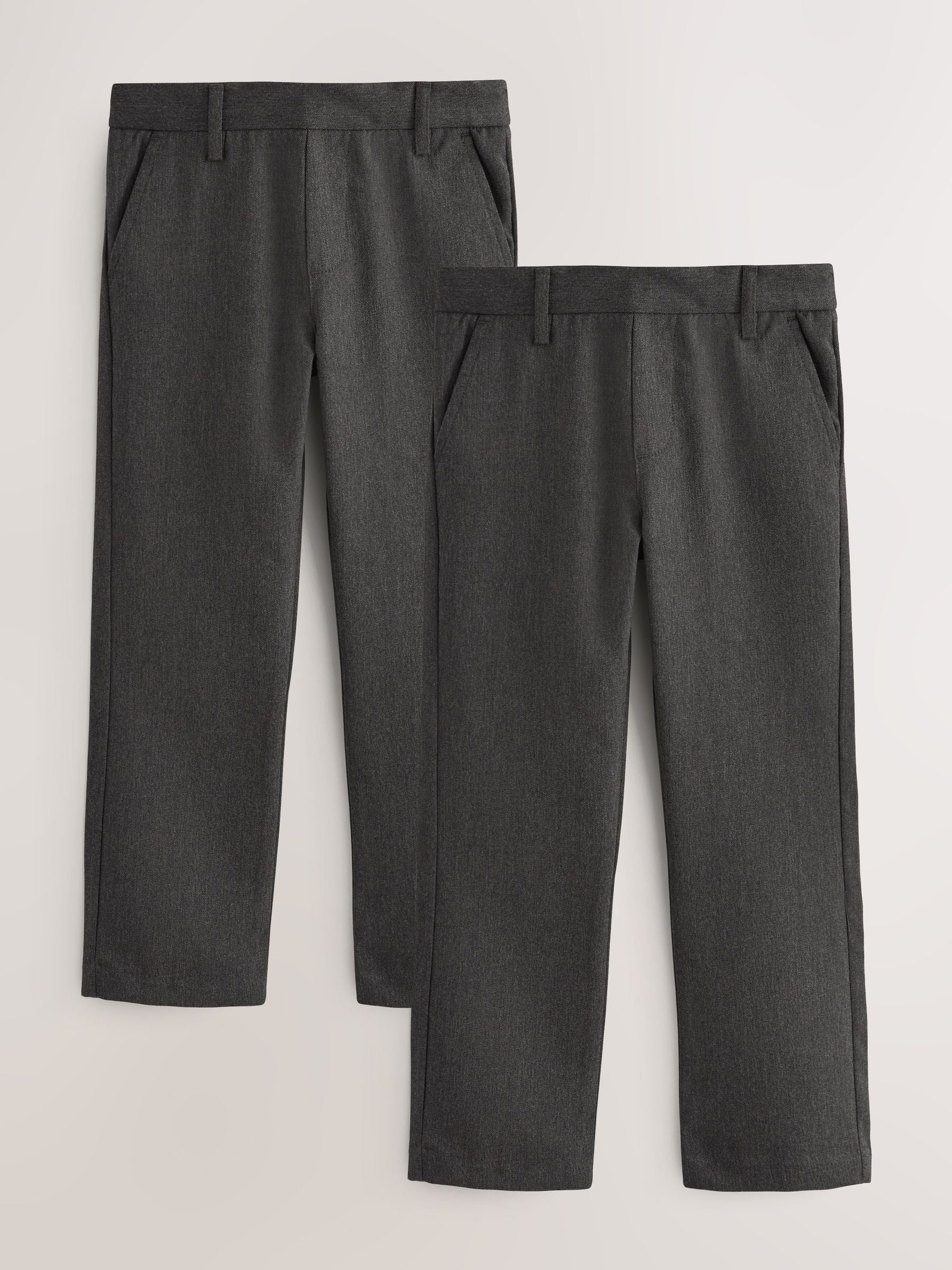 Dsiney Kidz - Grey Straight Leg Pull On Waist School Trousers 2 Pack (3-17yrs) image 1
