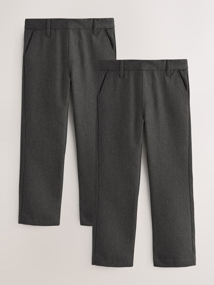 Dsiney Kidz - Grey Straight Leg Pull On Waist School Trousers 2 Pack (3-17yrs) image 1